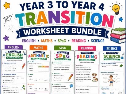 Year 3 to Year 4 Transition Bundle | Maths, English, Science, Reading, SPaG & Arithmetic |