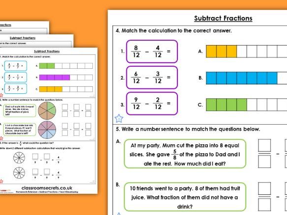 Adding and subtracting fractions practice image