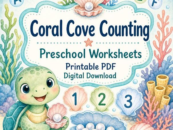 Coral Cove Counting Worksheets for Kids