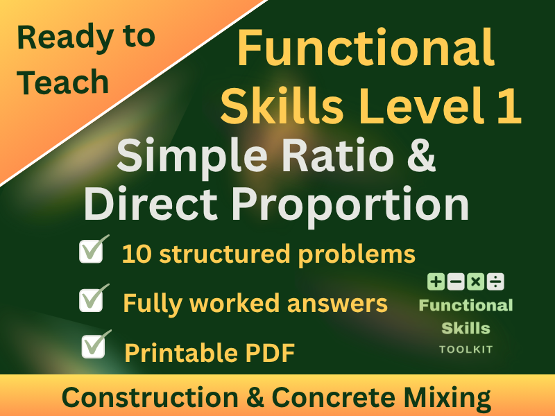 Functional Skills Topic Ratio & Proportion L1 Worksheet
