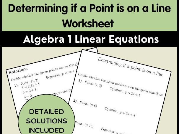 Determining if a Point is on a Line Worksheet | Algebra 1 Linear Equations