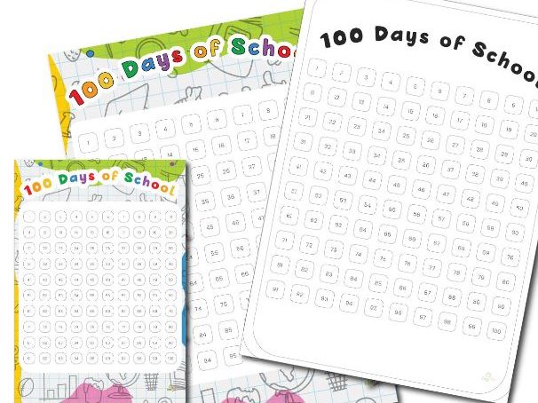 100 Days of School Chart | 3-Page Printable | Back to School Doodles Design Milestone