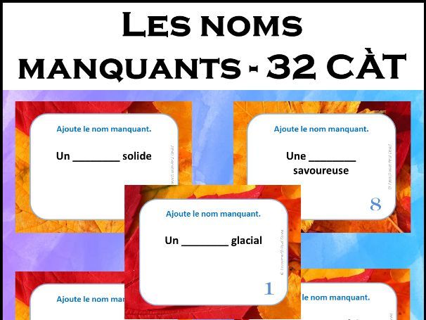Les noms manquants - 32 Cartes à tâche