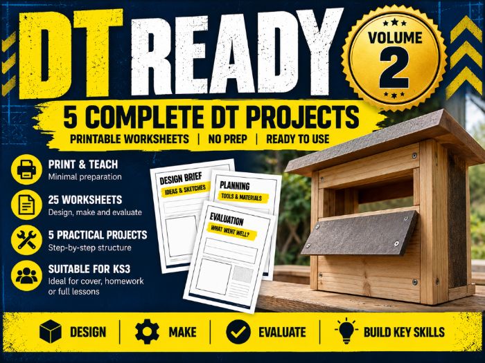 DT READY Volume 2 | 5 KS3 Design & Technology Projects | 25 Printable Worksheets