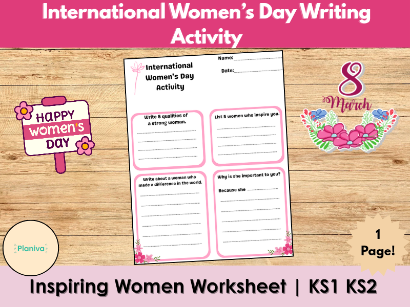 International Women’s Day Writing Activity | Inspiring Women Worksheet | KS1 KS2
