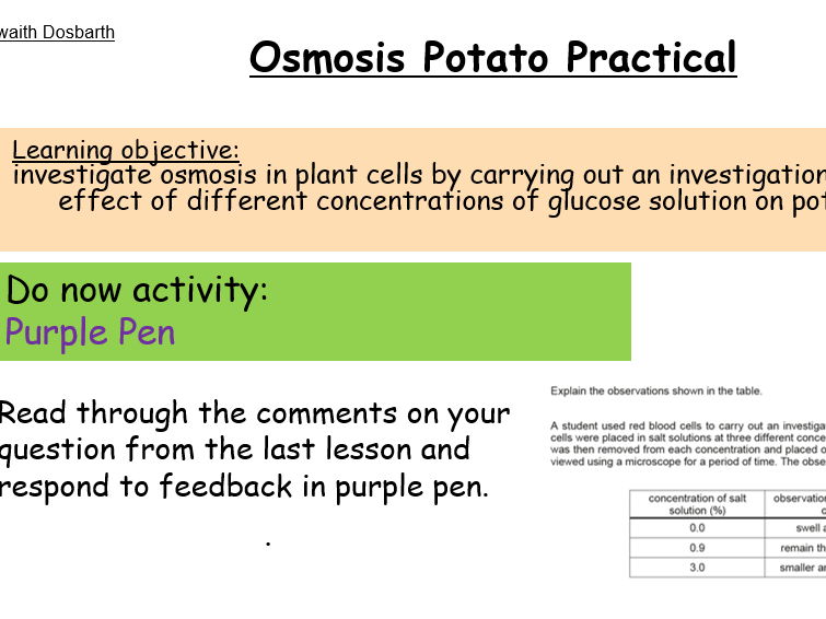Osmosis potato practical