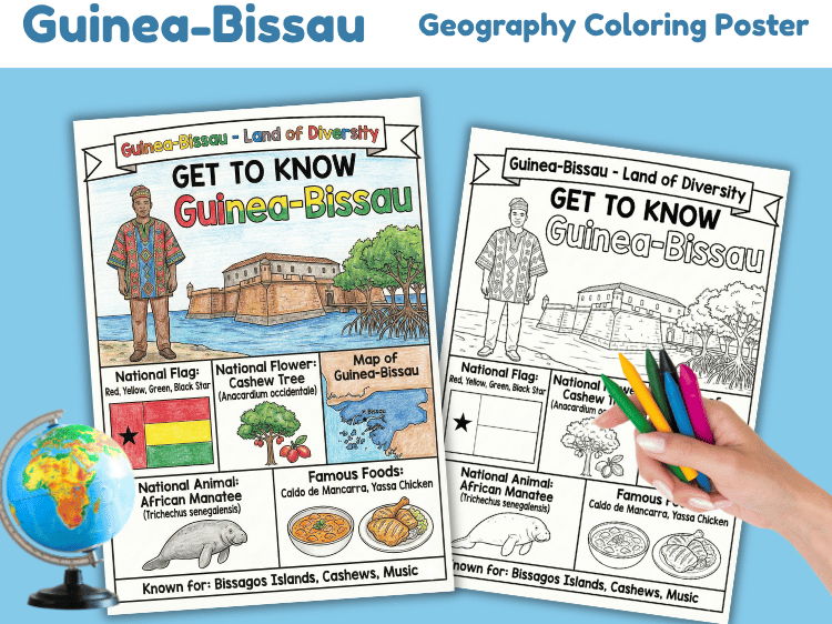 Guinea-Bissau Geography Coloring Poster | Country Facts & Culture