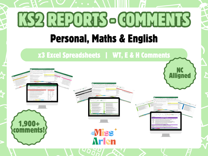 Last Minute Report Writing Help - KS2 Maths & English Comment Banks + Personal Comments Excel Bundle (1000+ Ready-Made Statements)