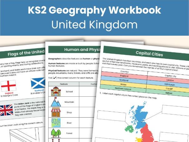 KS2 United Kingdom Geography Workbook | 13 Pages | Years 3–4