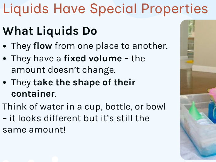 To identify liquids and gases using their properties PPT and worksheet