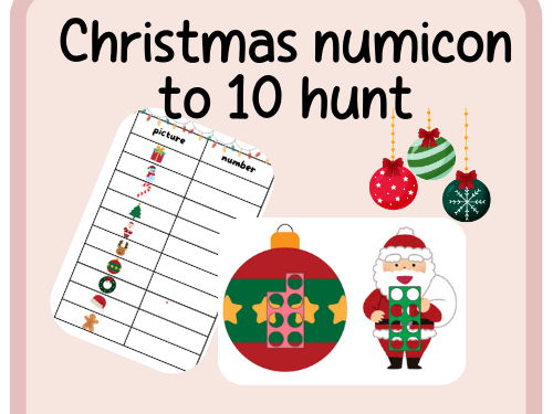 numicon to 10 hunt- Christmas theme