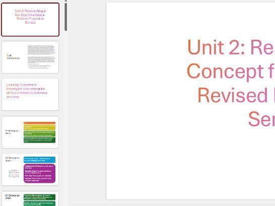 BTEC Unit 2 – Researching a Concept for a New or Revised Product or Service