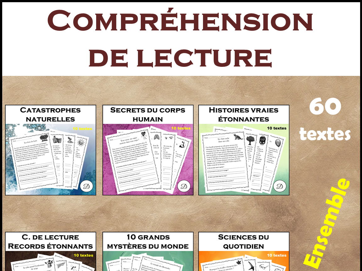 Compréhension de lecture - 60 textes / French Reading Comprehension Bundle