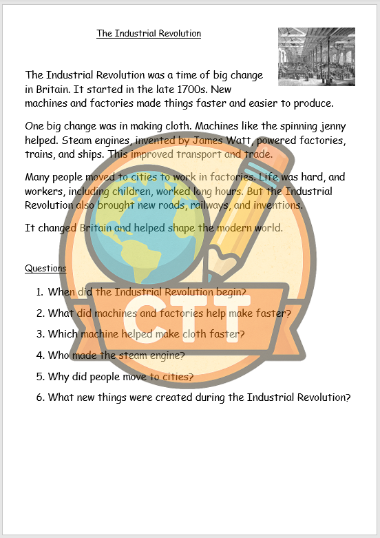 OCR Entry Level History - People's Health - The Industrial Revolution ...