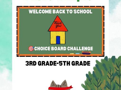 Back-to-School | Choice Board Challenge | Grades 3rd-5th