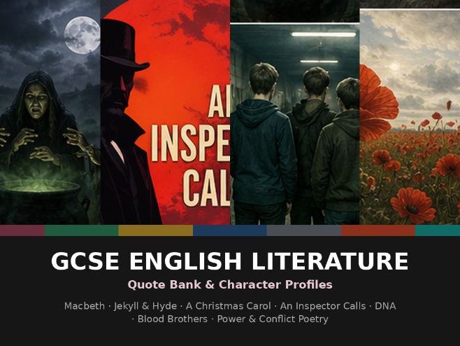 "GCSE English Literature Quote Bank & Character Profiles — All 7 Set Texts (Macbeth, An Inspector Ca