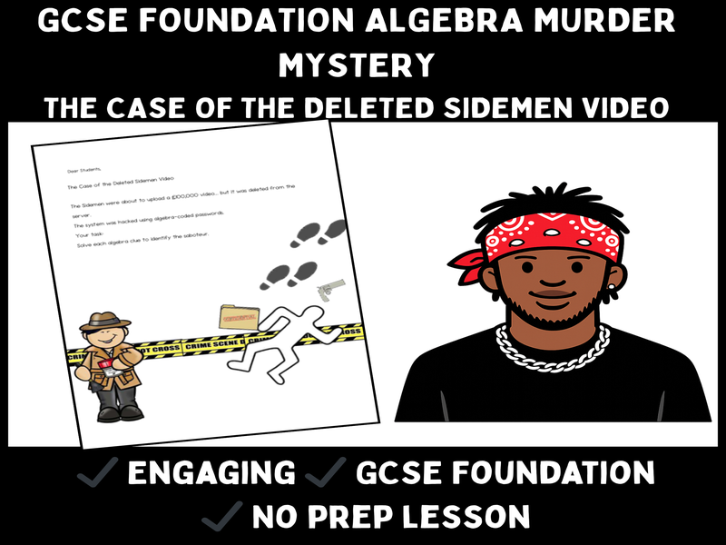 GCSE Algebra Murder Mystery Worksheet – Fun Sidemen-Themed Maths Activity