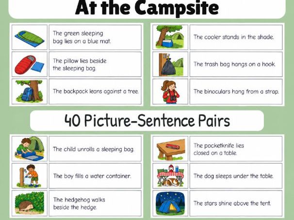 At the Campsite | First Sentences | Grades 1-2