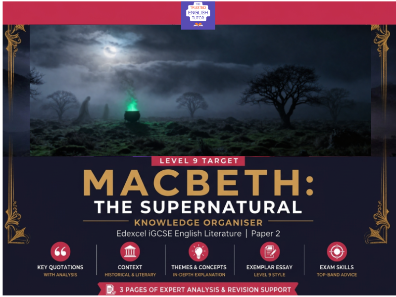 IGCSE Edexcel | Macbeth Supernatural Knowledge Organiser + Grade 9 Model Essay