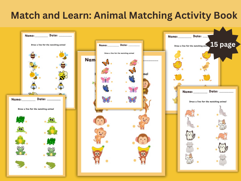 Match and Learn: Animal Matching Activity Book for preschool