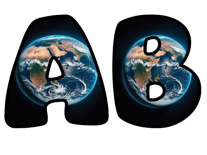 Planet Earth Space Classroom Display | Lettering Set | Upper & Lowercase, 0-9 and Signs
