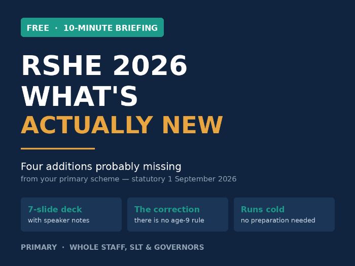 FREE RSHE 2026: What's Actually New for Primary (10-Minute Staff Meeting Briefing)