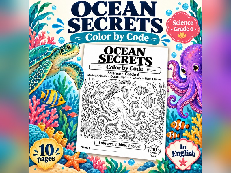 Ocean Science Colour by Code - Grade 6