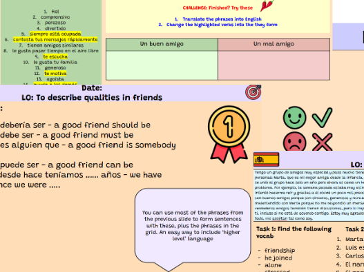 AQA GCSE Spanish Unit 1 Lesson 11 - Los amigos