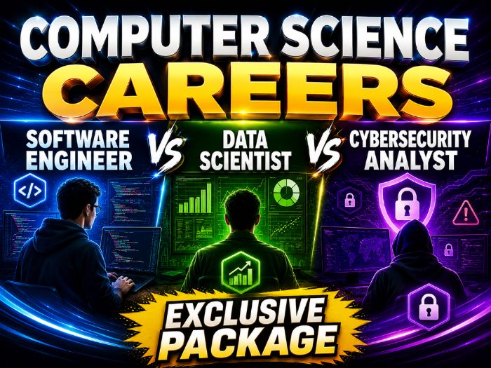 Computer Science Careers | software engineer vs data scientist vs cybersecurity analyst