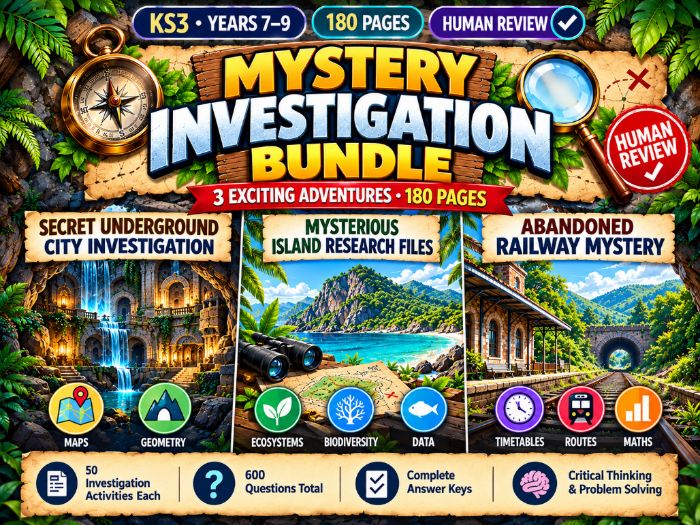 KS3 Mystery Investigation Bundle 180 Pages Maths, Science & Problem Solving Years 7–9