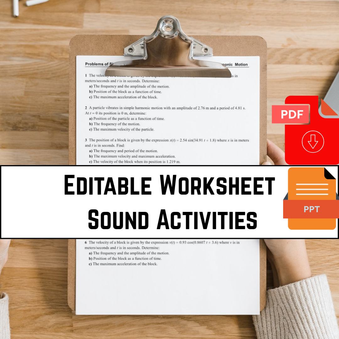 Editable Physics Worksheet: Kinematics of Simple Harmonic Motion (S.H.M ...