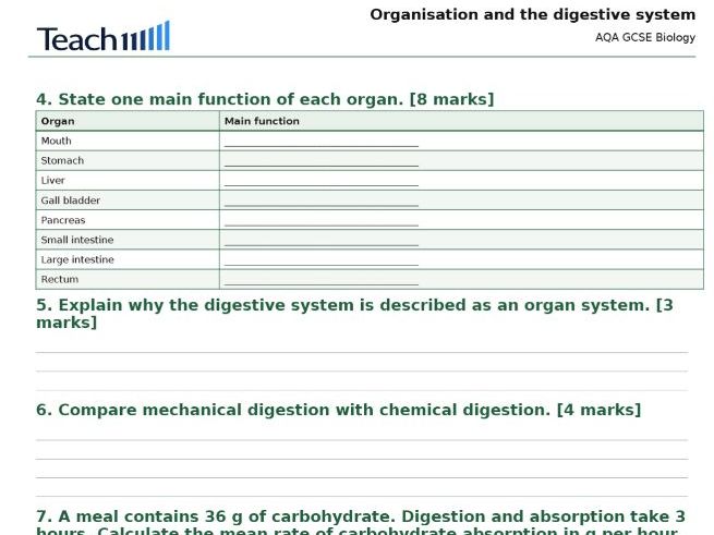 AQA GCSE Biology Organisation Worksheets & Answers