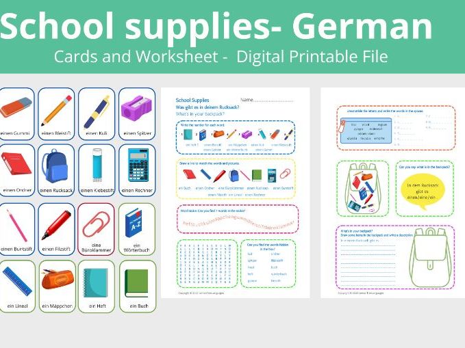 German School Stationery Supplies Teaching Resources