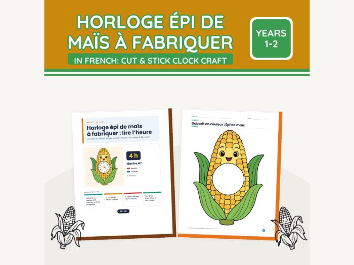 French Corn Clock Craft: Lire l'heure