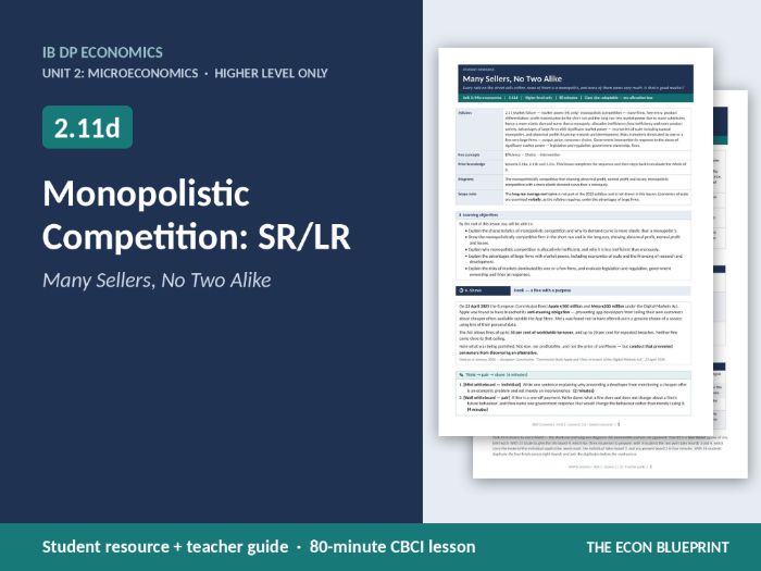 IB Economics 2.11d Monopolistic Competition | SR/LR | HL Only | CBCI