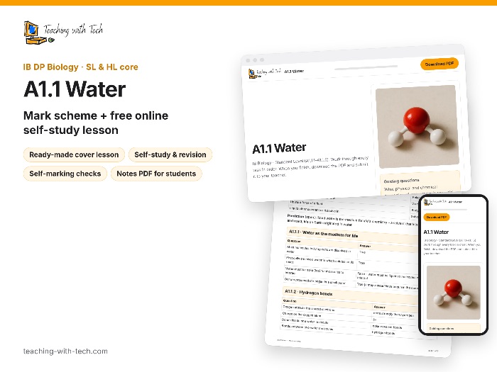 A1.1 Water (IB DP Biology SL) – Mark scheme + free online self-study lesson