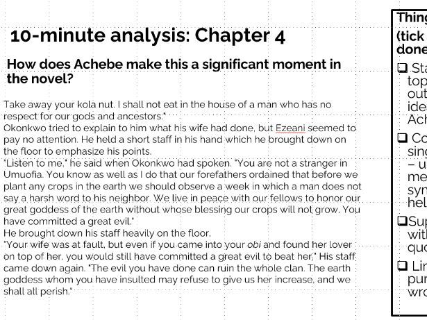 10 Minute Analysis-Significant Moment in Chapter 4 of Things Fall Apart