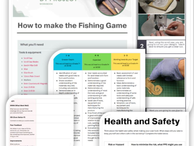 Wooden fishing game - Workbook and Instructions – KS3 Design & Technology Project