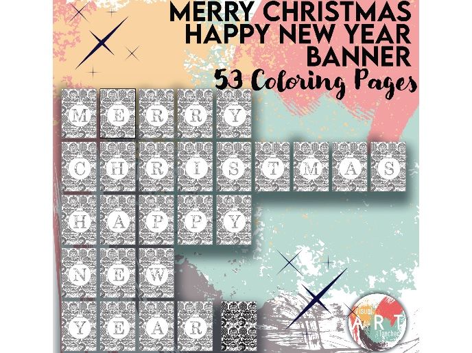 'Merry Christmas' Ornament/ Bauble Colouring Pages