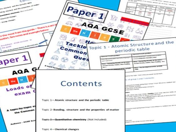 AQA GCSE Chemistry revision (1-9) PAPER 1 : Common 4&6 mark questions and revision guide - updated