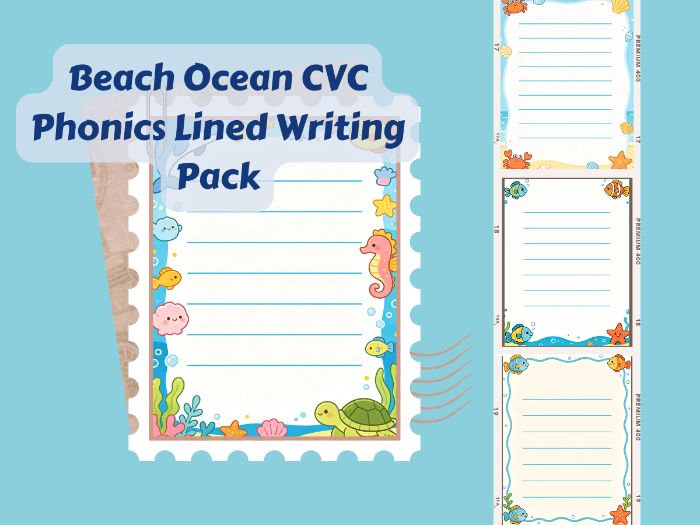 Under the Sea CVC Phonics Lined Writing Paper Pack