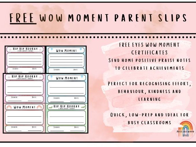 FREE EYFS  Positive Praise Slips