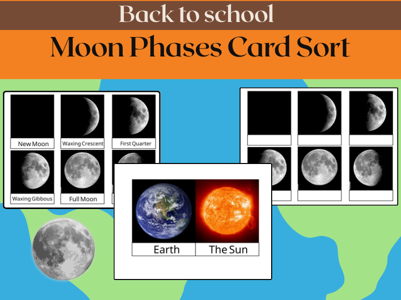 Back to School Moon Phases Card Sort Activity