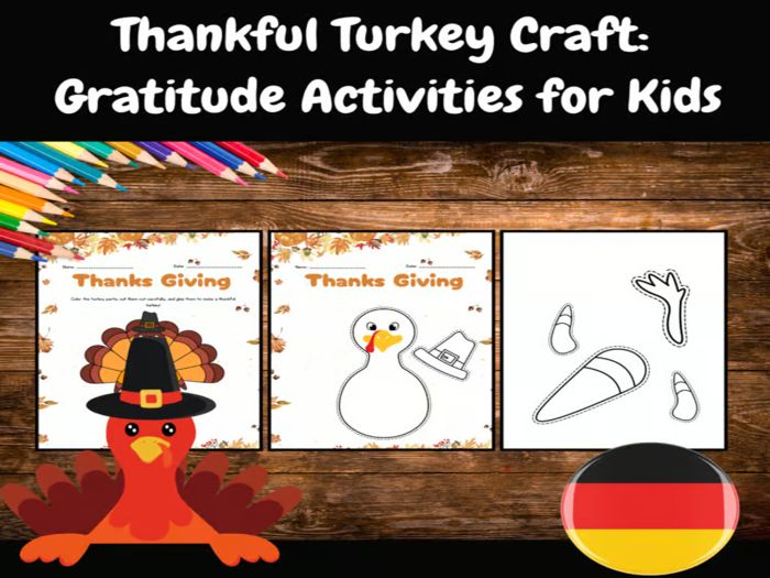Thankful Turkey Craft: Gratitude Activities for Kids /Version in German