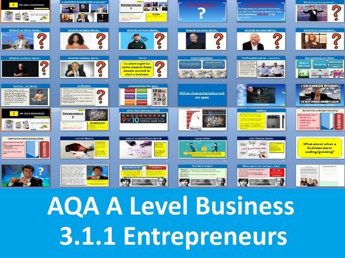 3.1.1 Entrepreneurs - AQA A Level Business (First teaching 2026)