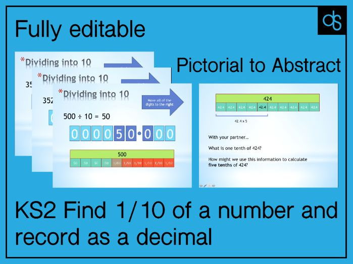 Investigate one tenth 1/10 of a number and write it as a decimal