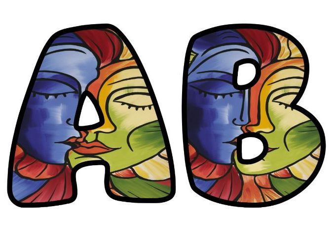Abstract Art Man Woman Fire Water Themed Lettering Set | Classroom Display | Upper & Lowercase, 0-9