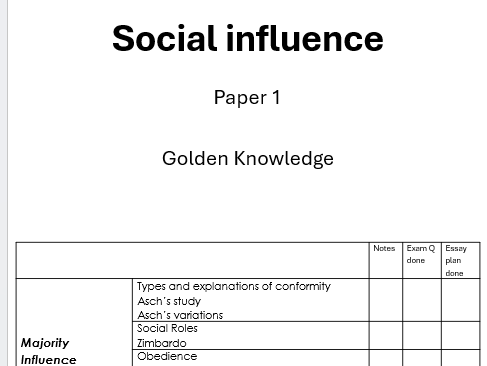 Social influence revision booklet