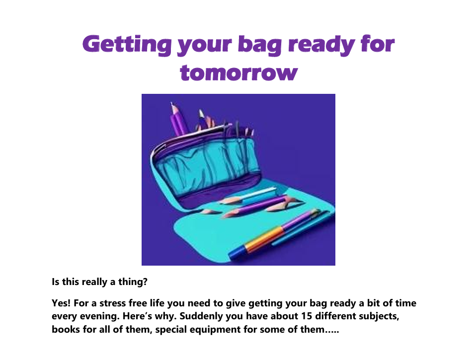 Bag Planner - getting organised