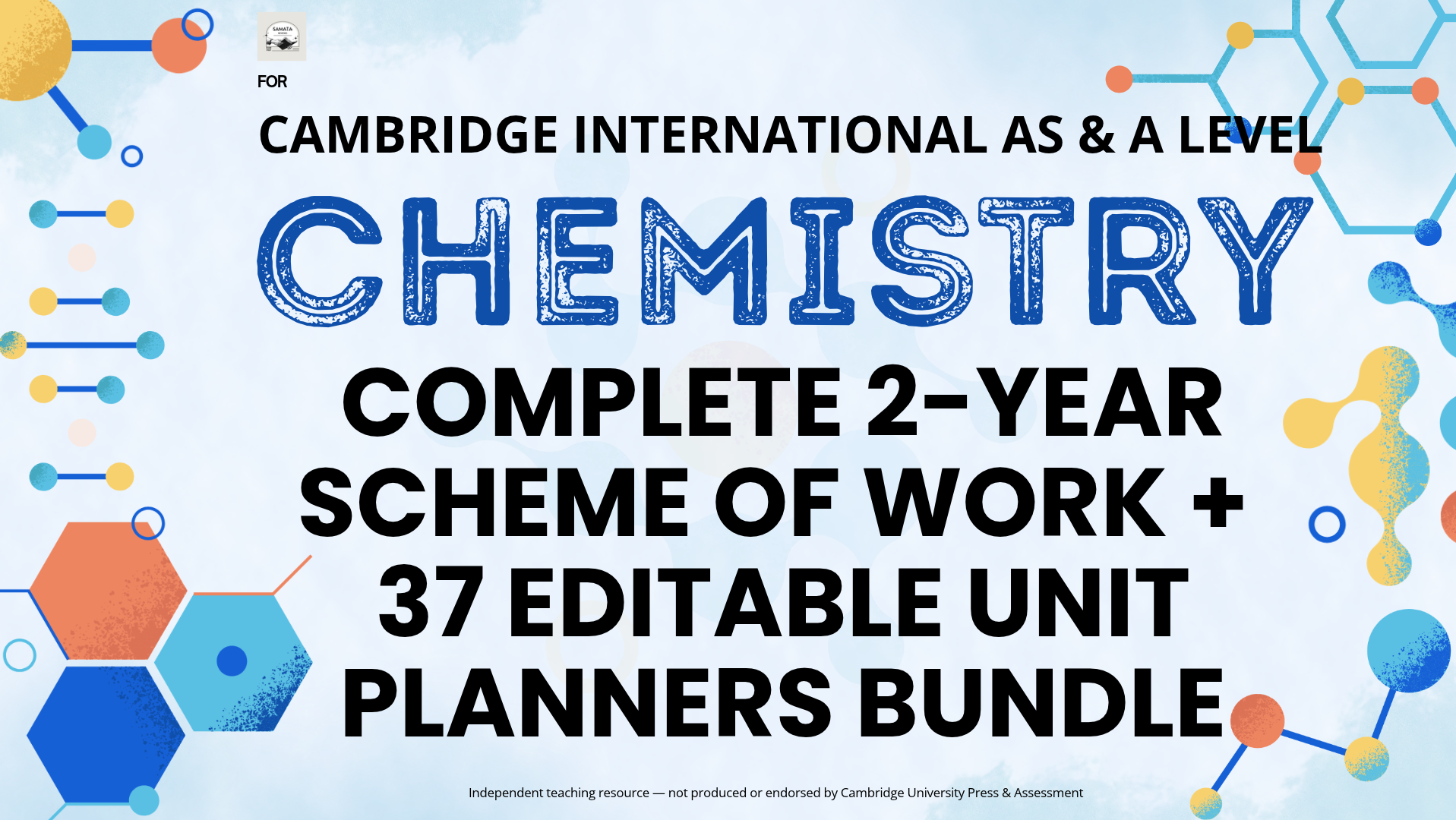 CAIE AS & A Level Chemistry 9701: Complete 2-Year Course Scheme of Work (SOW) + 37 Unit Planners Bundle
